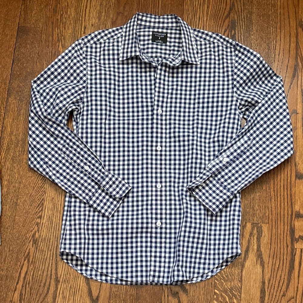 Crewcuts Navy and White Checkered Button Down Shirt